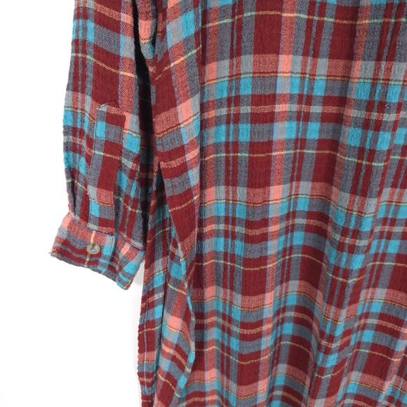 Anthropologie PILCRO Shirt SMALL Plaid Tunic Long Duster Button Down Maxi - Picture 11 of 13